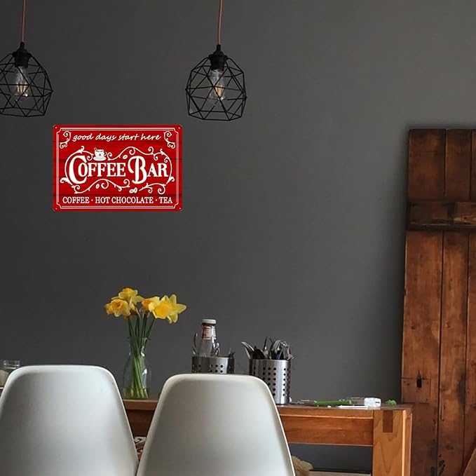 Vintage Metal Sign - Coffee & Tea Bar Decor - Christmas & Hot Cocoa Station - 8 x 12 Inch - Image 4