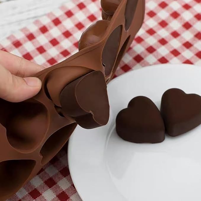 LeLehome Silicone Heart Shape Mold for for Valentine's Day Birthday Festival Holiday Cake Decoration Fondant Jelly Chocolate Mousse 15 Holes Non-Stick Semicircle Bakeware