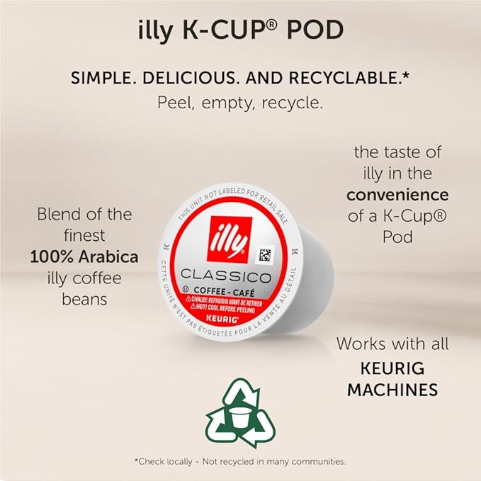 Illy Coffee, Smooth And Balanced, Classico Medium Roast K-Cups, Made With 100% Arabica Beans, All-Natural, No Preservatives, Pods For Keurig Machines, 10 K-Cup Pods (Pack Of 1)