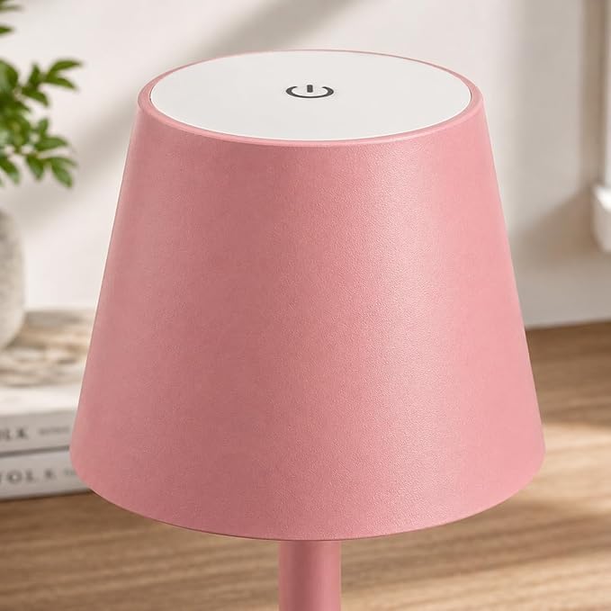 Yogaret Pink Cordless Table Lamps, 6000mAh Rechargeable Battery, 2 Pack | Portable table lights set of 2 wireless battery operated lamps for indoor tables, patio, restaurant, dinner and kitchen use - Image 3