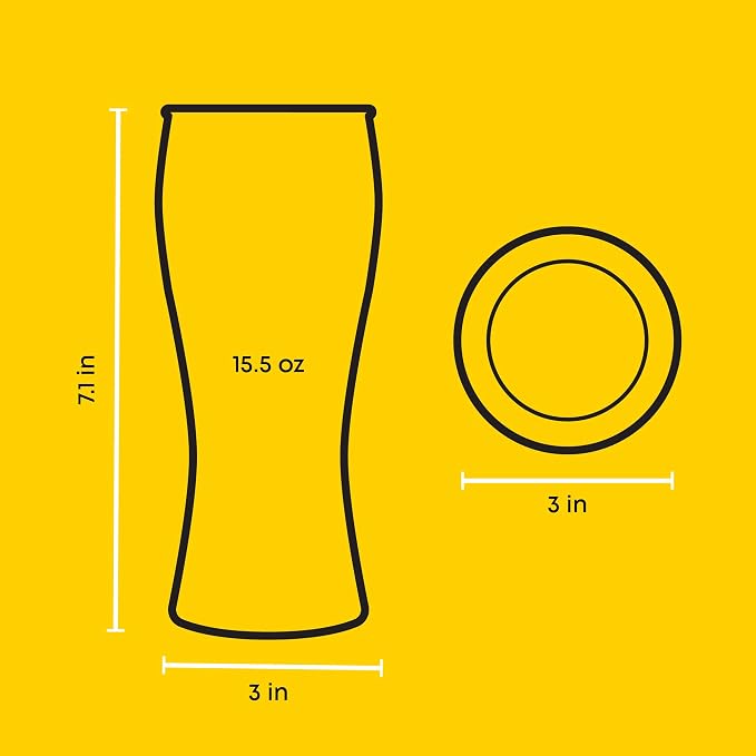 JoyJolt Callen 15.5oz Beer Glasses Set of 4 Beer Pint Glass. Craft Beer Glass, Pilsner Glasses, IPA Beer Glass. Solid Glassware Beer Cup. Classic Beer Gifts, Beer Cups, Mugs and Beer Glasses for Men - Image 5