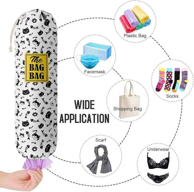 Grocery Bags Holder Organizer For Shopping Bags, Wall Mount Plastic Bags Storage Container Dispensers, Pet Lovers Home Kitchen Bags, The Bag Bag Grocery Bag Holder, Gifts For Women Cat Mom Dad (G-38) - Image 4