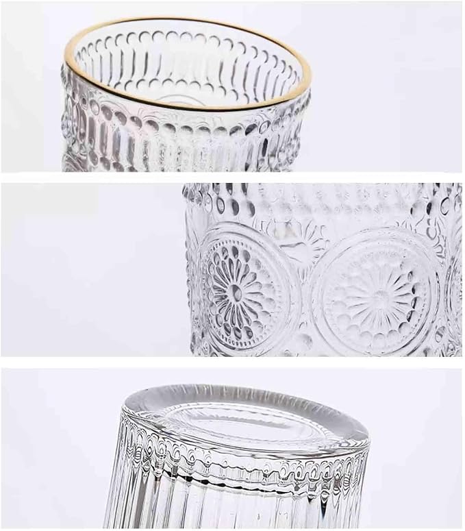 drinking glassware Drinking Glasses Sunflower Embossed Glass Cup(Large) - Image 6