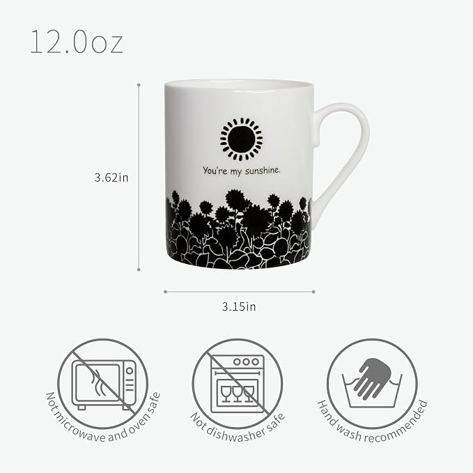 Lovfit Sunflower Color Changing 12oz Ceramic Coffee Mug | Heat Sensitive You are My Sunshine Cup, Sunflower Birthday Gift for Women Friends Family, Home Office Use - Image 3