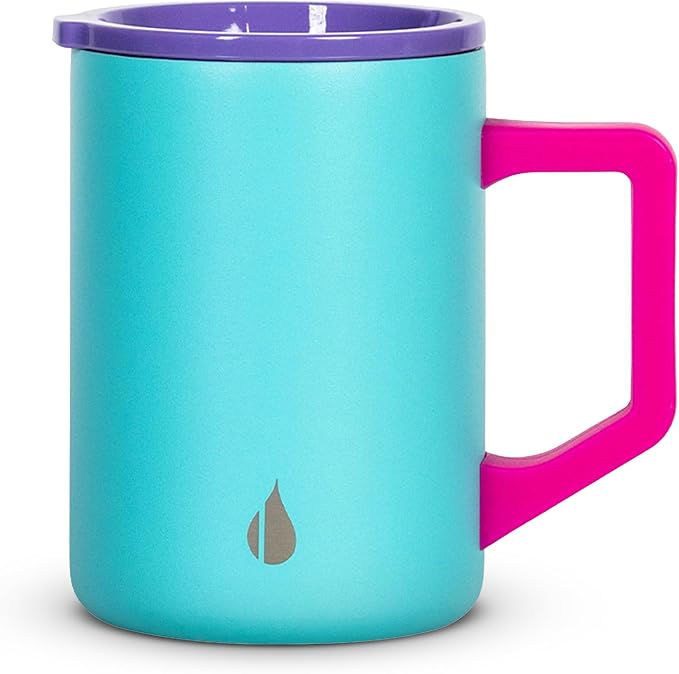 Elemental Insulated Coffee Mug - Triple-Wall Stainless Steel Summit Travel Cup for Hot and Cold Drinks - Thermal Coffee Mug with Lid and Handle for Camping, Office & Trave 16oz - Blue Tie Dye by Elemental