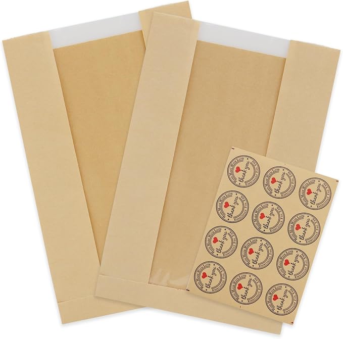 60 Paper Bread Bags for Homemade Bread, Paper Bakery Bag for Baked Food Packaging Storage, Large Kraft Paper Bread Loaf Bag with Window Label Seal Sticker included Pack of 60, 12.5x8.3x4 Inches - Image 6