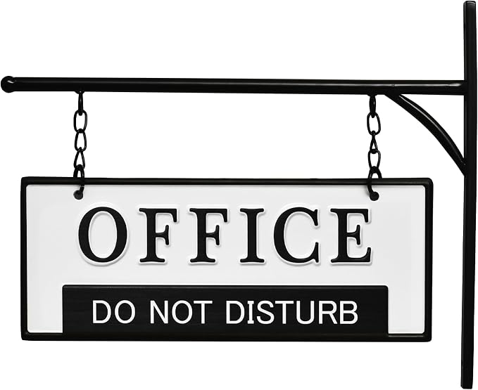 EMAX HOME Wall-Mounted Metal Office Sign – Farmhouse Enamelware 2-Sided Reception/Office Sign, Classic Black and White Design for Professional Spaces - Image 3
