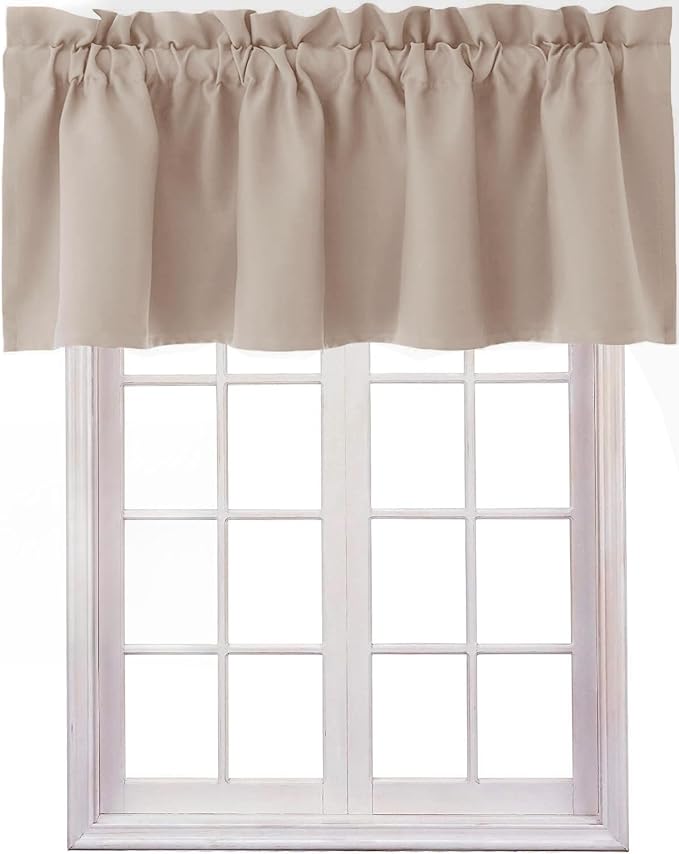 Hiasan Valance Curtains for Kitchen Blackout Thermal Insulated Solid Window Curtain Valance, Camel, 42 x 18 Inches, 1 Panel by Hiasan