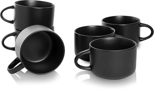 10 Strawberry Street Wazee Matte 4.75"/22 oz Oversized Mug, Set of 6, Black by 10StrawberryStreet