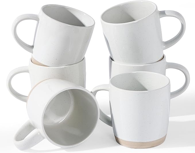 famiware Coffee Mugs for 6, 13 oz Mug Set, Dringking Cup with Handle for Coffee, Tea, Cocoa, Milk, Milkyway Serise, White by Famiware