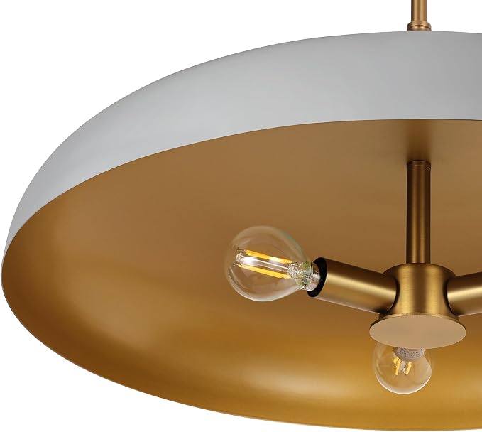 LamQee 20 Inch Oversized Large Pendant Lights, 3-Lights Gray and Gold Modern Dome Chandelier, Nordic Metal Pendant Lighting Fixture Ceiling Hanging for Kitchen Island, Dining Room Over Table, Bar - Image 5