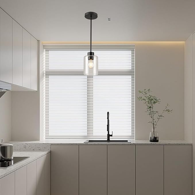 Black Pendant Lights Kitchen Island - Seeded Glass Pendant Light Fixture Multiple Stems Rods 3 Units 12 Inch 3 Units 4 Inch (1 Pack Black Seeded Downrod) - Image 5