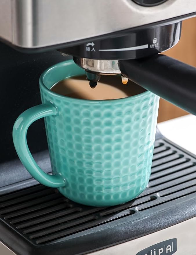 15 oz Ceramic Coffee Mugs Set of 4, Waffle Embossed Coffee Mug, Turquoise | Coffee Cups with Handle for Latte Cappuccino Tea Stoneware Mugs Set Housewarming Wedding Gift, Microwave & Dishwasher Safe - Image 9