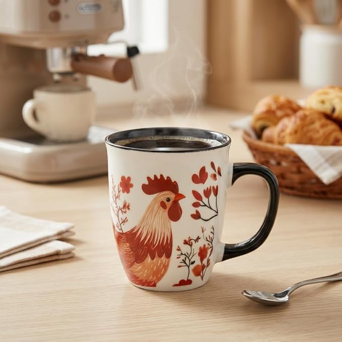Chicken Mug - 16oz Farmhouse Heat Sensitive Cup, Rooster Tea Mugs for Kitchen, Novelty Coffee Mugs for Women, Chicken Themed Gifts for Christmas - Image 4