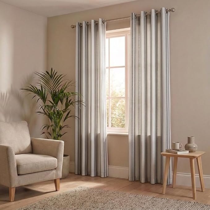 Urban Villa Cotton Grommet Curtains 52x84 (2 Panels) Curtis Stripes - Image 8