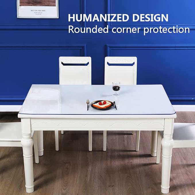Rectanglar 27.6x63 in Clear Plastic Table Protector Desk Cover Chair Mat Thicken Transparent Desk Pad Mat Table Cover Protector Table Pad Tablecloth for Coffee Table Writing Desk Topper Waterproof - Image 3