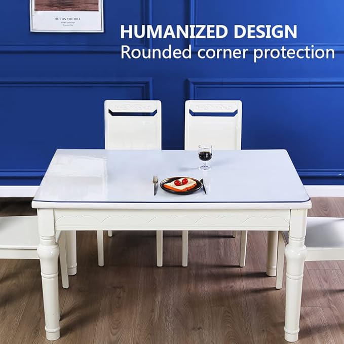 Transparent PVC Office Desk Blotter Cover Protector Rectangular Plastic Garden Table Cover Mat Desk Pad Mat for Computer Desk Topper Wooden Furniture Screen Protection Wipeable Easy Clean 18x46 in - Image 3
