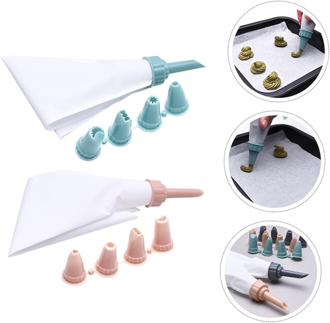 2 Sets Reusable Piping Bags with Tips PP Frosting Bags for Cake Decorating Clean for Icing Cookies Cupcakes Smooth Interior for Precise DIY Baking