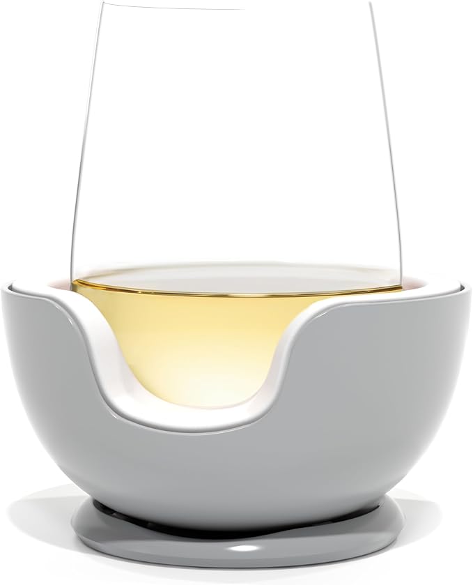 VoChill Stemless Wine Glass Chiller | Keep the Chill In Your Glass | Made In USA | Separable & Refreezable Chill Cradle | Actively Chills Stemless Glassware | Stone, Single Stemless by VoChill