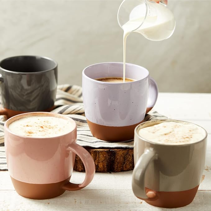 Morandi Color Ceramic Coffee Mugs Set of 6 (Large),18 oz Coffee Cups with Handle, Latte Mug, Big Mug for Women, Men, Great for Tea Hot Chocolate, Microwave Safe, Modern, Unique Style for Any Kitchen - Image 4