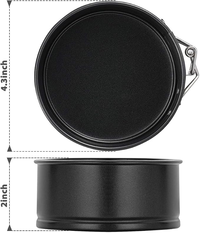 MASSUGAR Springform Pan 4 Pack 4-Inch Mini Cake Pan with 50 Pcs Parchment Paper Liners, Nonstick Leakproof Cheesecake Pan for Mini Cheesecakes Pizzas and Quiches - Image 3