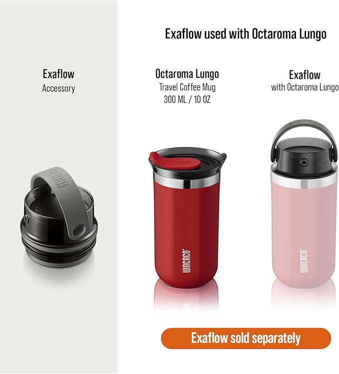 WACACO Octaroma Lungo Vacuum Insulated Coffee Mug, Double-wall Stainless Steel Travel Tumbler With Drinking Lid, 10 fl oz(300ml)， Carmine Red - Image 7