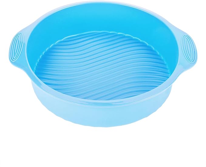Silicone Cake Mold Round Shape Baking Pan for Oven and Microwave Food Grade Silicone Material in Green Pink Gray Blue 9 Inch Size (Blue) by Pilipane
