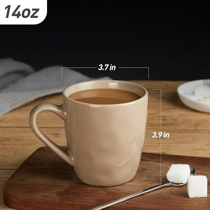 famiware Mars 4 Pieces Coffee Mug, 14oz Tea Mug, Catering Mugs with Handle for Coffee, Tea, Cocoa, Milk, Multi-color - Image 3