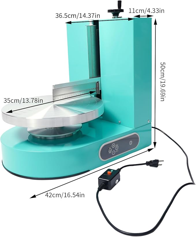Electric Cake Decorating Machine, 200W 110V 60-320Rpm Automatic Cake Cream Coating Spatula Spreading Machine Cake Icing Machine Cake Surface Scraper W/LCD Display for 4-12 inch Cakes (Green)