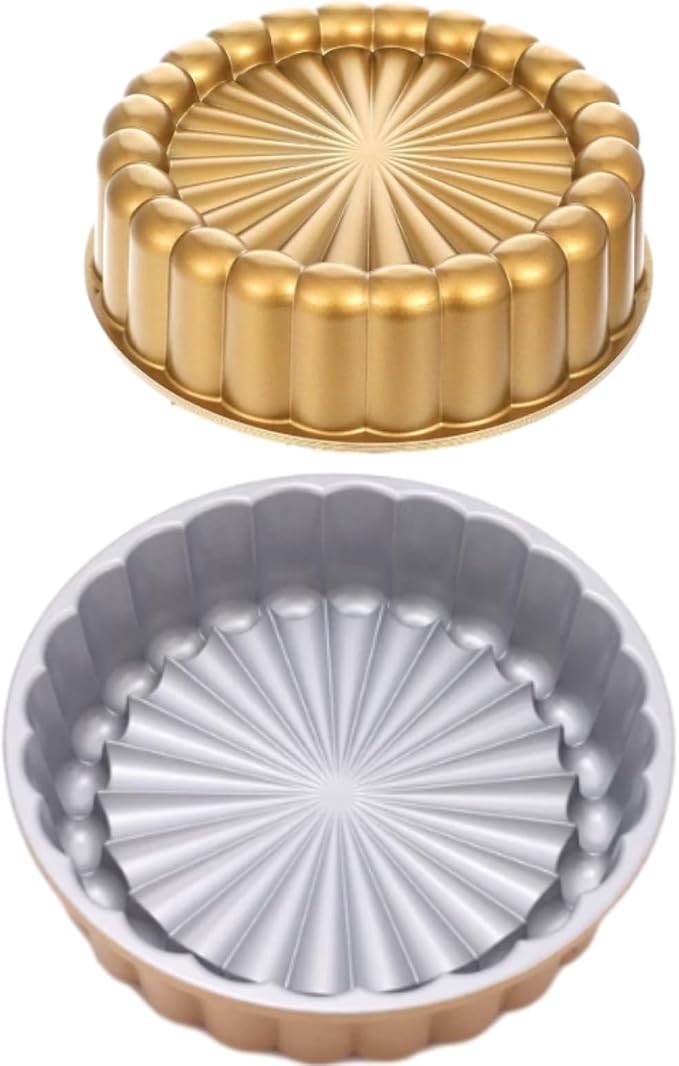 Charlotte Cake Pan Set of 2, 9.45Inch Nonstick Aluminium Ladyfinger Cake Mold for Baking, Gold Round Baking Pan for Tiramisu, Shortcake, Mousse and Cheesecake, Food-Grade Bakeware for Home Baking - Image 3