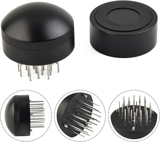 53mm 58mm Needle Tamper for Espresso - 19-Pin 304 Stainless Steel Coffee Distributor with Adjustable Depth Aluminum Handle,for Most Portafilters