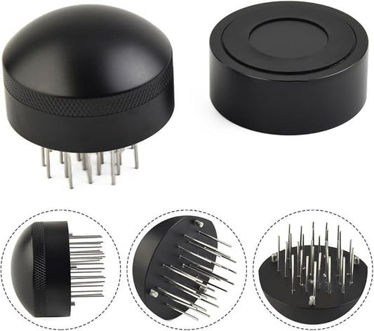 53mm 58mm Needle Tamper for Espresso - 19-Pin 304 Stainless Steel Coffee Distributor with Adjustable Depth Aluminum Handle,for Most Portafilters