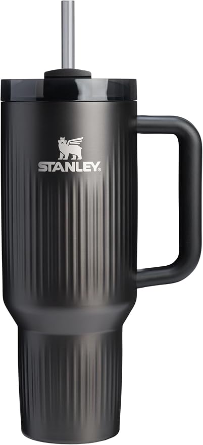 STANLEY Quencher H2.0 Tumbler with Handle and Straw 40 oz | Flowstate 3-Position Lid | Cup Holder Compatible for Travel | Insulated Stainless Steel Cup | BPA-Free | Fluted Black by Unknown