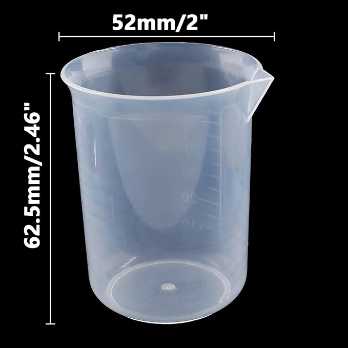 Waziaqoc 50ml/1.7oz Plastic Graduated Beaker (6 Pack), Transparent PP Measuring Cup Mixing Cup for Kitchen Lab