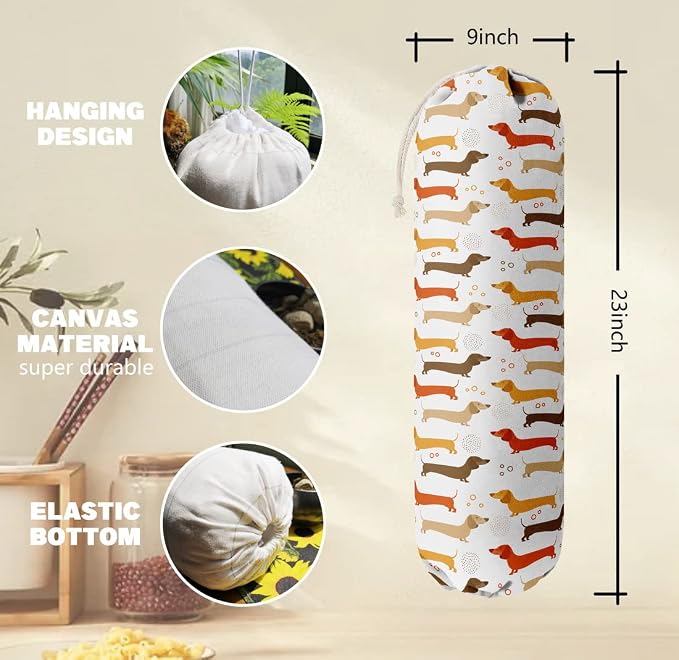 Dog Pattern Grocery Bags Holder Organizer - Wall Mount Plastic Bags Storage Container Dispensers, Perfect Gifts for Dog Lovers - Image 3