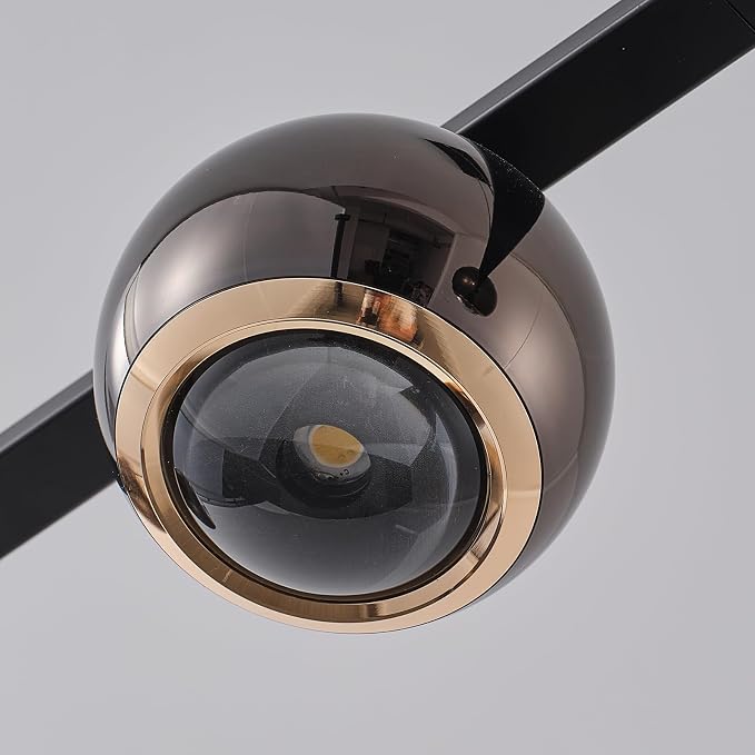 ORANOOR Modern LED Pendant Light, Dimmable 47in Linear Globe LED Chandelier | Black & Gold Chandelier Dining Room Hanging Light Fixtures, Kitchen Island 5-Globe Pendant Lighting for Dining Table (3150lm) - Image 7