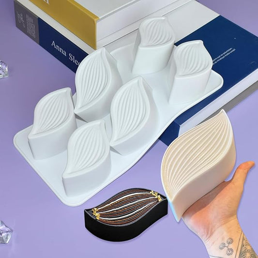 mostsom 3D Silicone Mousse Mold Wave Leaf Shape Mould for Baking Premium Nonstick Chocolate, Cake, Candy, Brownie, French Dessert, Pastry, Ice Cream Molds (A_ Wave Leaf)