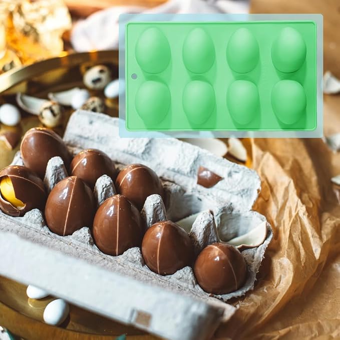 3 Pack 3D Easter Egg Silicone Molds, 8 Cavity Egg Shape Non-stick Baking Molds Tray DIY Baking Tool for Easter Chocolate Cake Dessert Muffin Mousse Pastry Handmade Soap Crayons - Image 7
