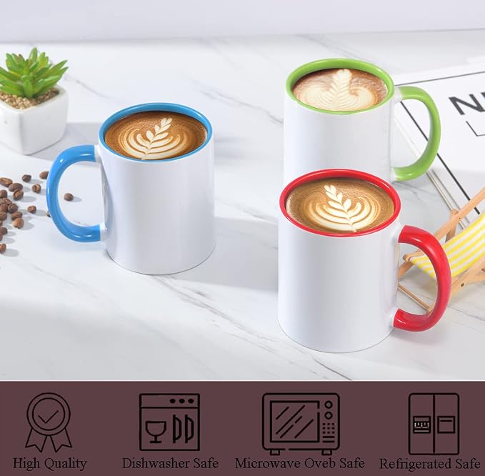 ABBSH Ceramic Sublimation Mugs, 11oz, 12Pack, Assorted Colors, Microwave Safe, Dishwasher Safe - Image 3