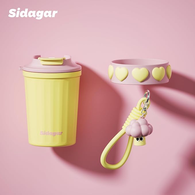 SDGA+ 12 oz Travel Coffee Mug Spill Proof Leak Proof, Stainless Steel Thermal Coffee Cup with Lid, Resuable Cup for Hot and Cold, Portable Tumbler for Women, Golden Sorbet - Image 7