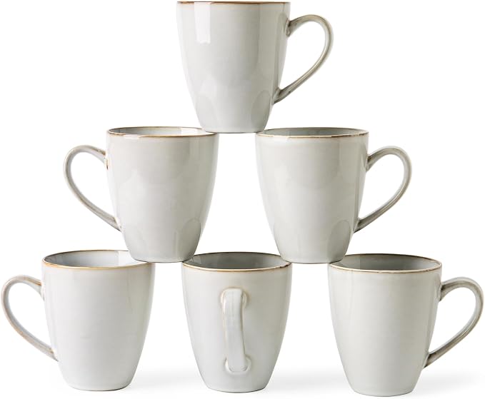 MONITO Coffee Mugs Sets, Large Ceramic Coffee Mugs，Modern Coffee Mugs Set with handle for Tea/Latte/Cappuccino/Milk/Cocoa, Funny Tea Cups for Office and Home (6, Light blue) by MONITO