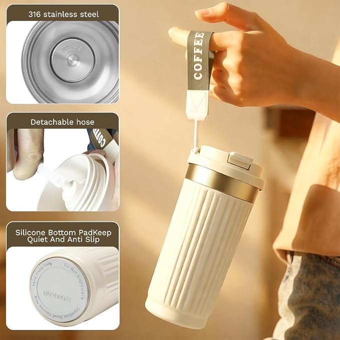 Vacuum Insulated Stainless Steel Travel Coffee Mug,Leak Proof Cup with Lid | 304 stainless steel mug with vacuum insulation, leak proof lid, silicone grip and car cup holder friendly design - Image 3