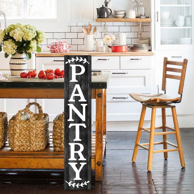 8"x63" Black Wood Rustic/Farmhouse Pantry Sign for Hanging Kitchen Wall Art Decor - Image 2