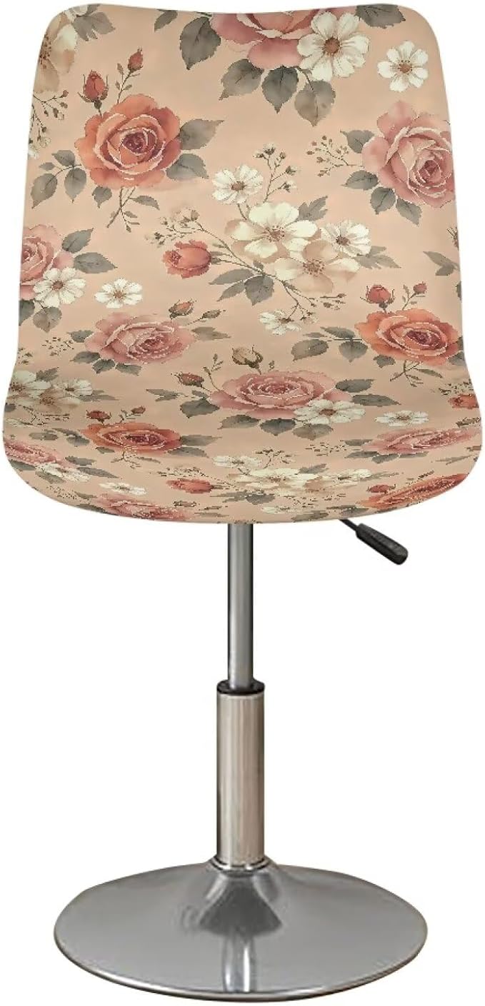 Vintage Flower 2 Pcs Bar Stool Seat Covers Soft Comfortable Bar Stool Seat Covers Slipcovers Reusable Chair Cover for Kitchen Island Bistro Cafe - Image 2