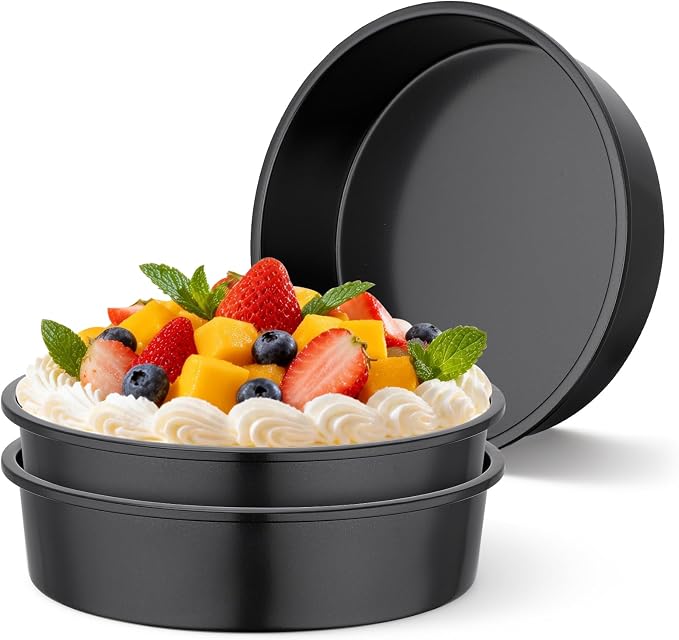 Beasea 10 Inch Cake Pan Set of 3, Large Carbon Steel Round Cake Pans for Baking, Heavy Duty Large Cheesecake Mold Tin Bakeware for Birthday Party Wedding by Beasea