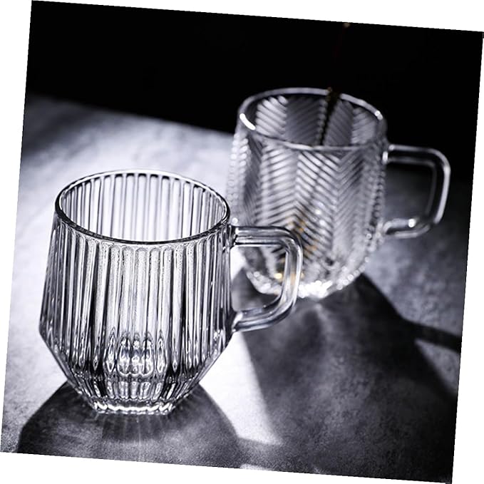COHEALI 6pcs Clear Glass Coffee Mugs with Handles Transparent Tea Cups Heat Resistant Microwave Safe for Hot Cold Beverages Coffee Latte Espresso Cappuccino