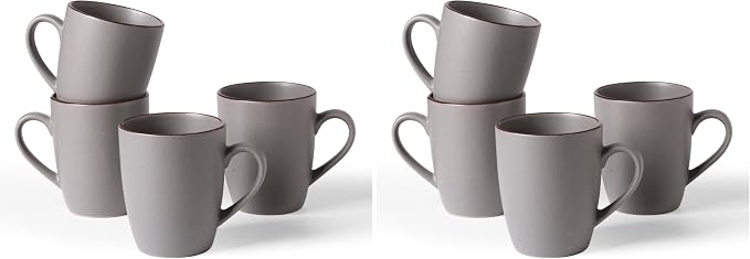 famiware Venus Coffee Mugs for 4, 12 oz Mug Set, Dringking Cup with Handle for Coffee, Tea, Cocoa, Milk, Dark Grey (Pack of 2) by Famiware