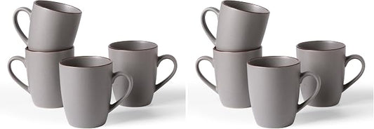 famiware Venus Coffee Mugs for 4, 12 oz Mug Set, Dringking Cup with Handle for Coffee, Tea, Cocoa, Milk, Dark Grey (Pack of 2) by Famiware