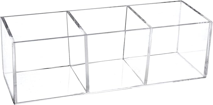 dedoot Acrylic Drawer Organizer, Clear 3 Compartment Makeup Organizer and Storage Small Clear Vanity Organizers for Makeup Brush, Home and Office Supplies, 7x2x2inch