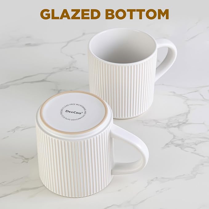 DeeCoo Matte White Coffee Mugs Set of 4, 12 Ounce Mug with Handles, Ceramic Stoneware Catering Coffee Cups, Porcelain Mugs Sets for Coffee, Tea, Hot Cocoa, Milk, Microwave and Dishwasher Safe - Image 5